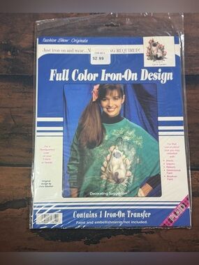 Plaid Iron-On Full Color Design Transfer Cat in Garden Cottagecore Grandma 90s